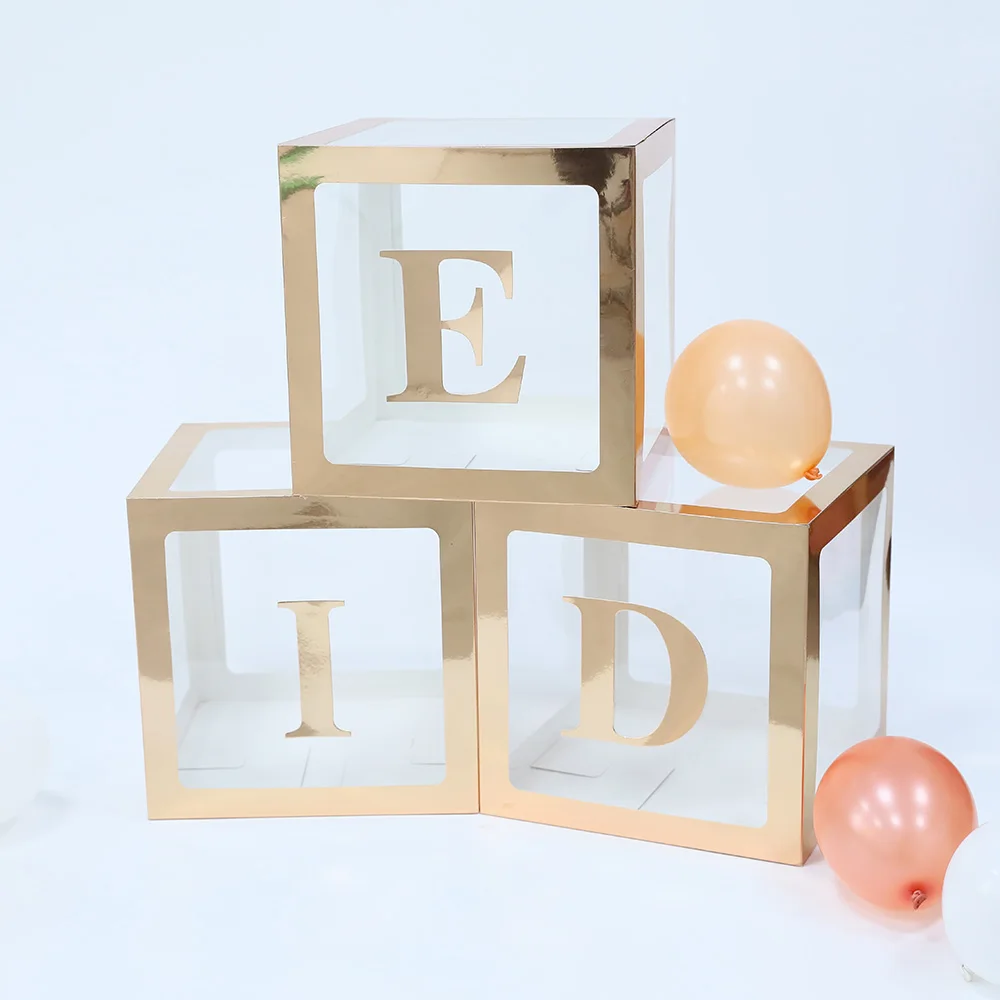 12inch Transparent Rose Gold Box with EID Letters Stickers Ramadan Kareem DIY Decoration EID Mubarak Muslim Islamic Supplies
12inch Transparent Rose Gold Box with EID Letters Stickers Ramadan Kareem DIY Decoration EID Mubarak Muslim Islamic Supplies