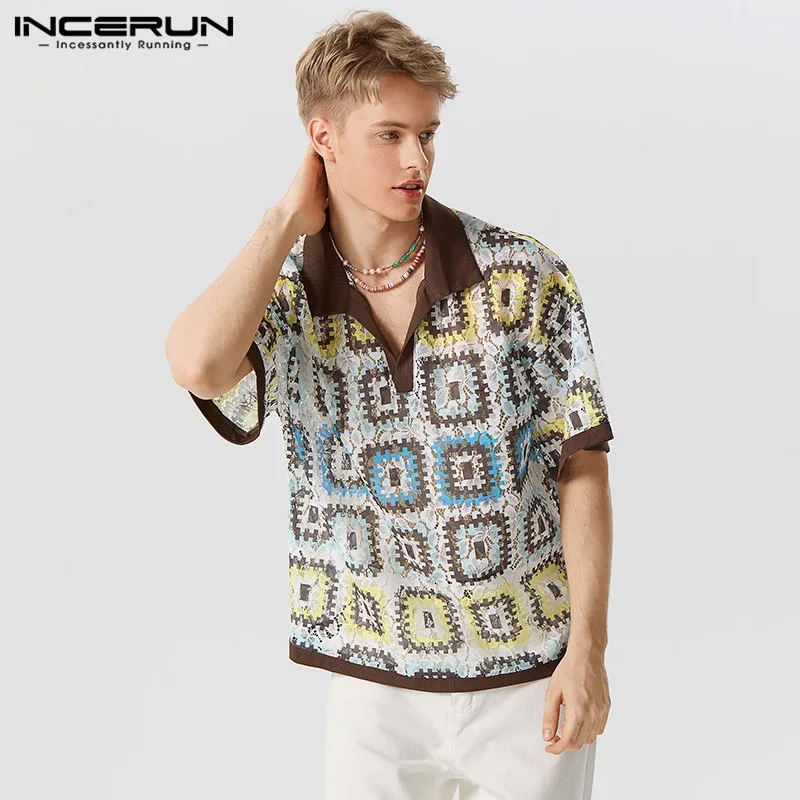 INCERUN Men Shirt Lace Patchwork Transparent Lapel Short Sleeve Loose Men Clothing Streetwear Summer 2023 Stylish Casual Camisas
INCERUN Men Shirt Lace Patchwork Transparent Lapel Short Sleeve Loose Men Clothing Streetwear Summer 2023 Stylish Casual Camisas