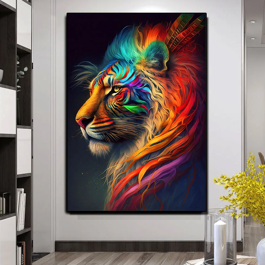 

Алмазная мозаика с изображением животных тигра, полноразмерная круглая картина из страз, фантазия, радуга, тигр, Набор для вышивки, ручная работа, подарок