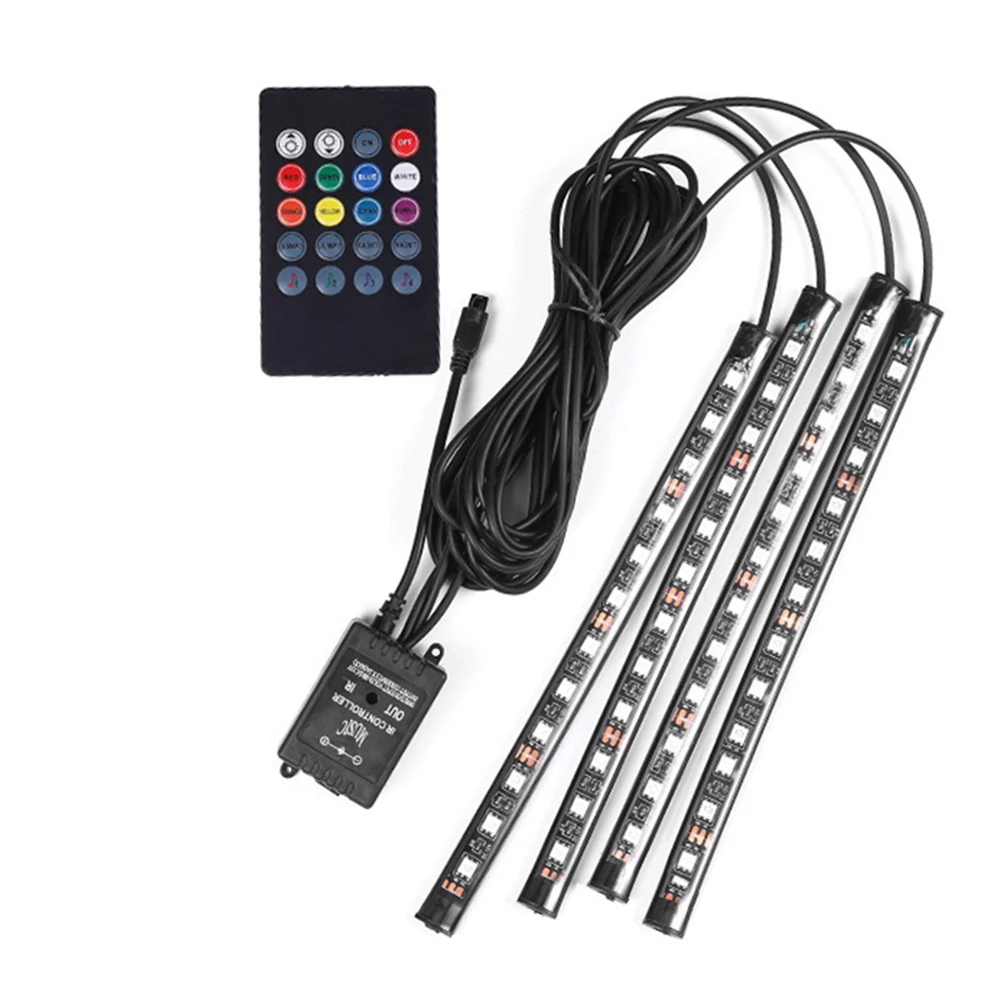 12V RGB 48 LED Glow Interior Car Lamp Kit Under Dash Foot Well Seats Inside Lighting Music Control LED Atmosphere Strip Light
12V RGB 48 LED Glow Interior Car Lamp Kit Under Dash Foot Well Seats Inside Lighting Music Control LED Atmosphere Strip Light