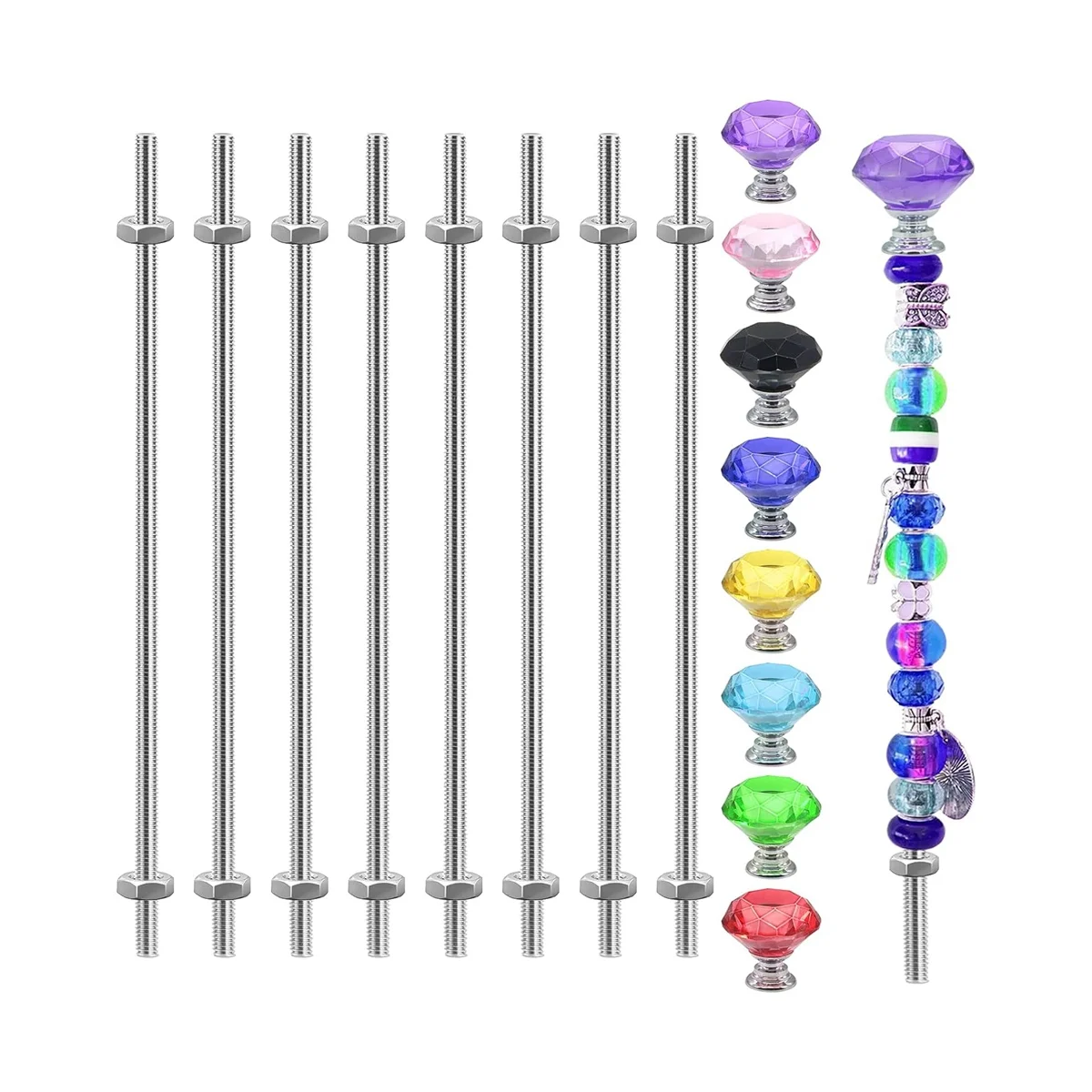 Набор из 32 резьбовых стержней 8/32 из нержавеющей стали для бусин включает 8 полностью резьбовых стержней, 16 шестигранных гаек, 8 хрустальных ручек
Набор из 32 резьбовых стержней 8/32 из нержавеющей стали для бусин включает 8 полностью резьбовых стержней, 16 шестигранных гаек, 8 хрустальных ручек