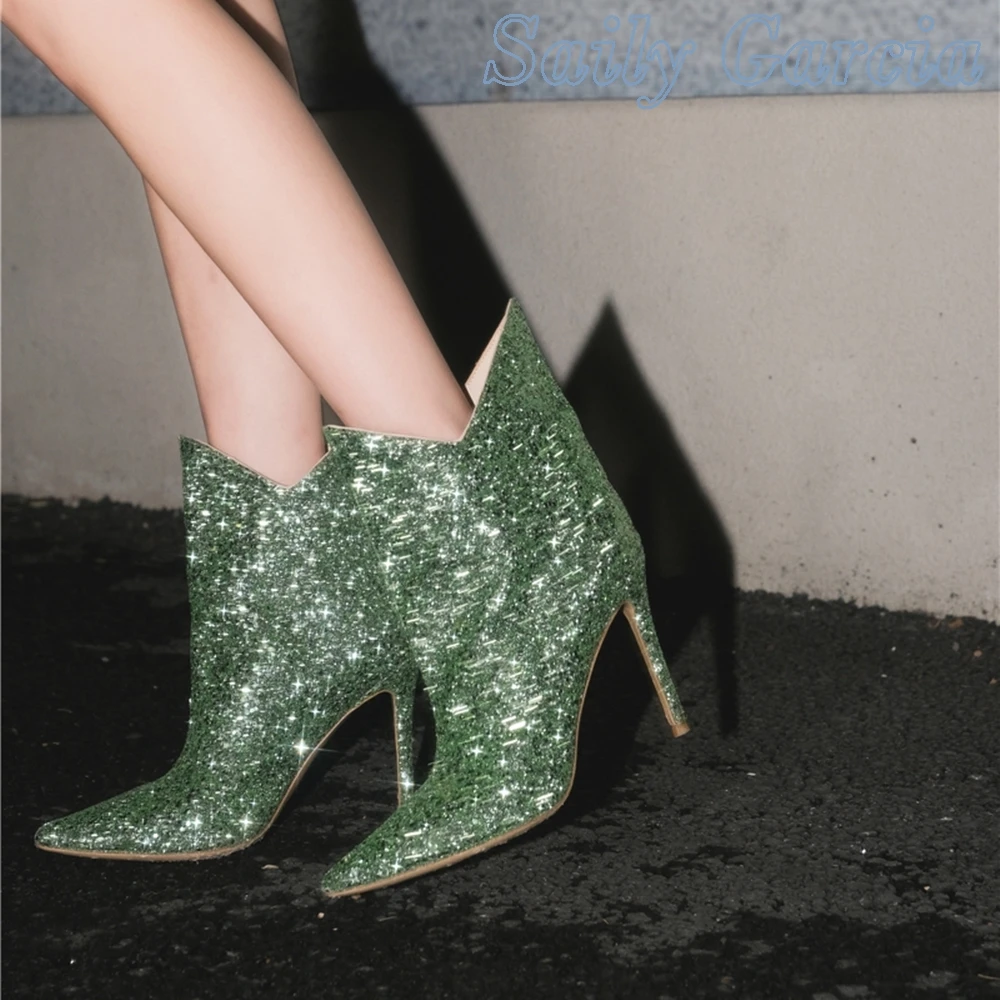 Sequined Cloth Slip on Ankle Luxury Boots Pointed Toe Stiletto Heel Solid Modern 2022 Newest Arrival Fashion Catwalk Shoes
Sequined Cloth Slip on Ankle Luxury Boots Pointed Toe Stiletto Heel Solid Modern 2022 Newest Arrival Fashion Catwalk Shoes