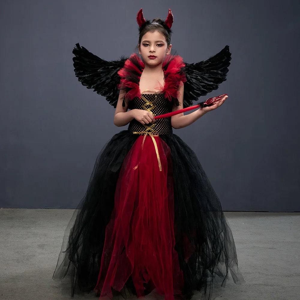 Gothic Vampiress Costume For Baby Girls Evil Queen Gown Tutu Dress Halloween Cosplay Party Clothing Kids Fancy Dress Up Outfit
Gothic Vampiress Costume For Baby Girls Evil Queen Gown Tutu Dress Halloween Cosplay Party Clothing Kids Fancy Dress Up Outfit