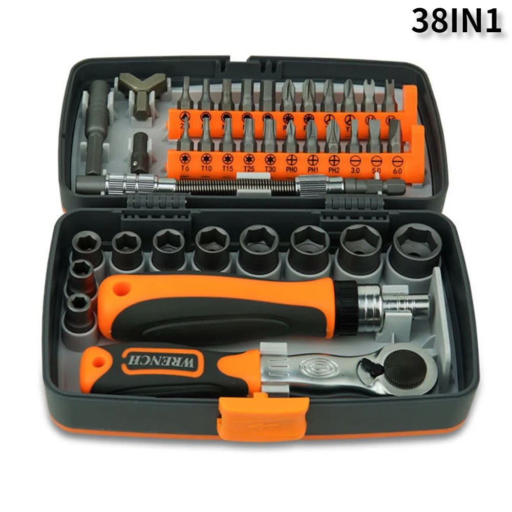 Ratchet Wrench Car Sleeve Household 38 in 1 piece Screwdriver Set Ultra Hard Multifunctional Set Maintenance Tool 2880A/B
Ratchet Wrench Car Sleeve Household 38 in 1 piece Screwdriver Set Ultra Hard Multifunctional Set Maintenance Tool 2880A/B