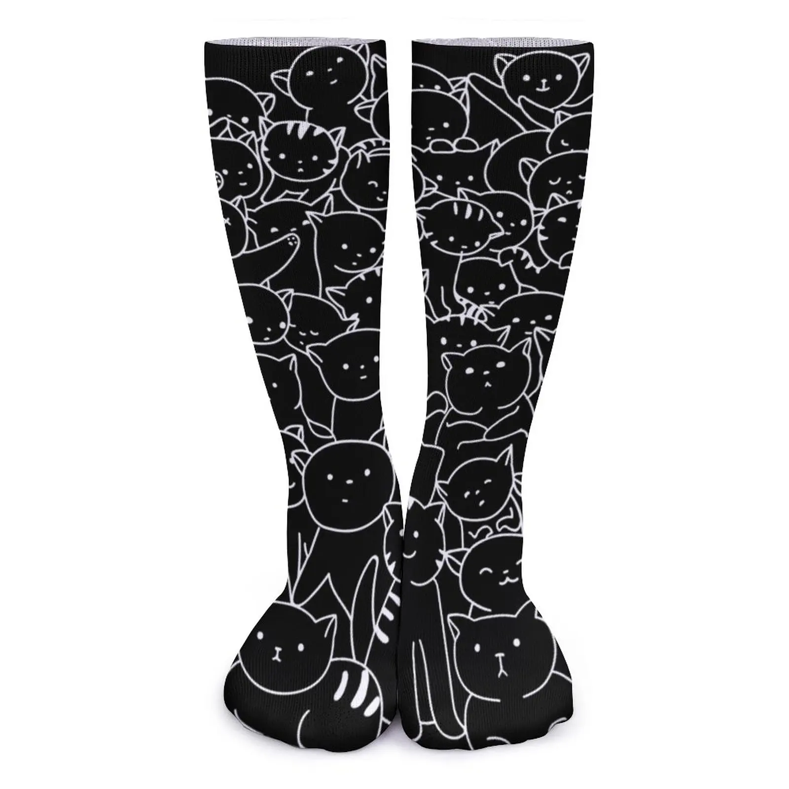 

Носки с рисунком черной кошки, Элегантные чулки с принтом кошек, женские качественные велосипедные носки, зимние нескользящие носки с принтом