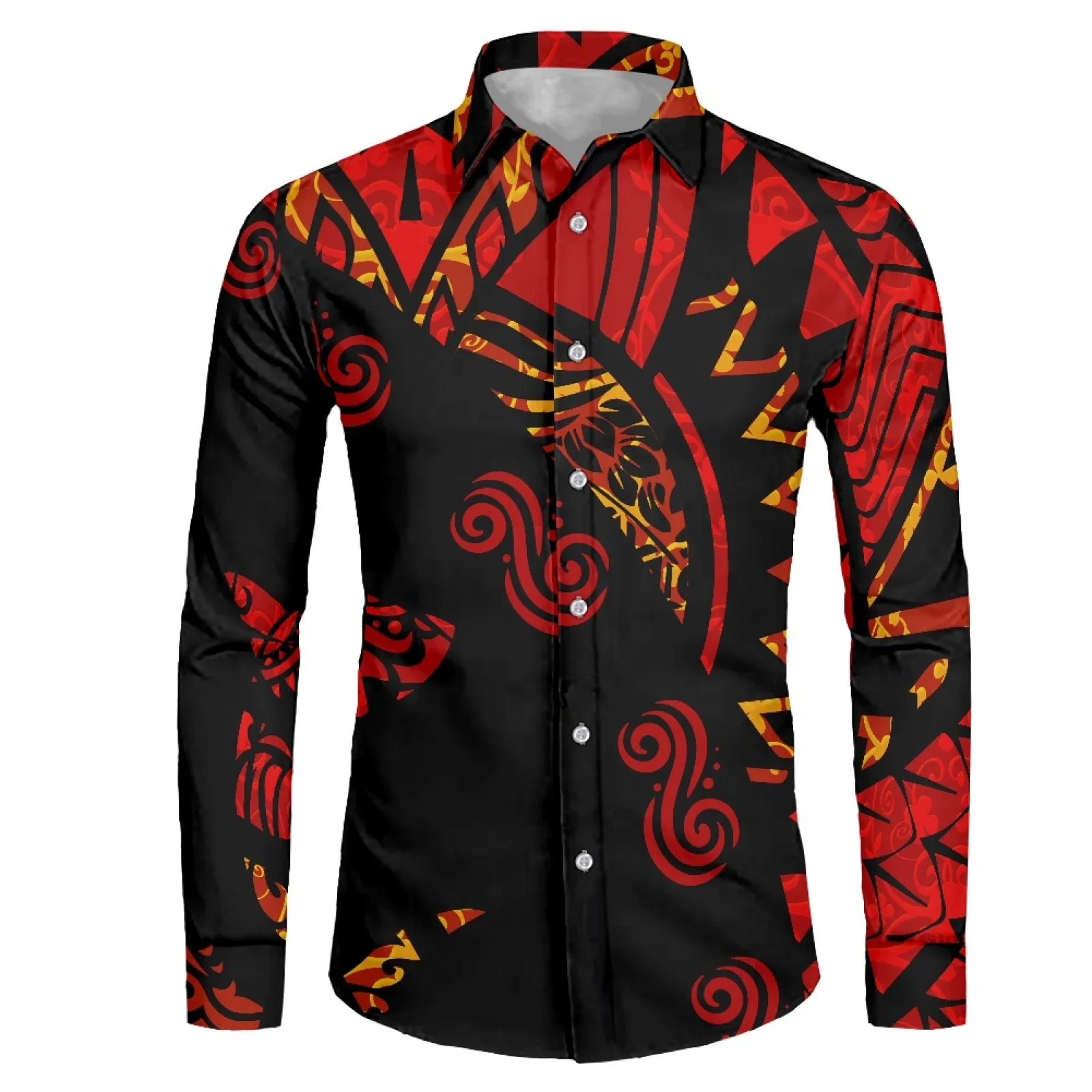 Мужская приталенная рубашка с длинным рукавом и принтом татуировок
Мужская приталенная рубашка с длинным рукавом и принтом татуировок