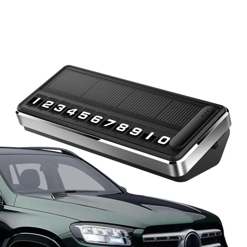 

Car Glowing Temporary Parking Card Number Plate Solar Powered Night Light Stop Sign Plate Parking Gadgets Garage Aid Temporary