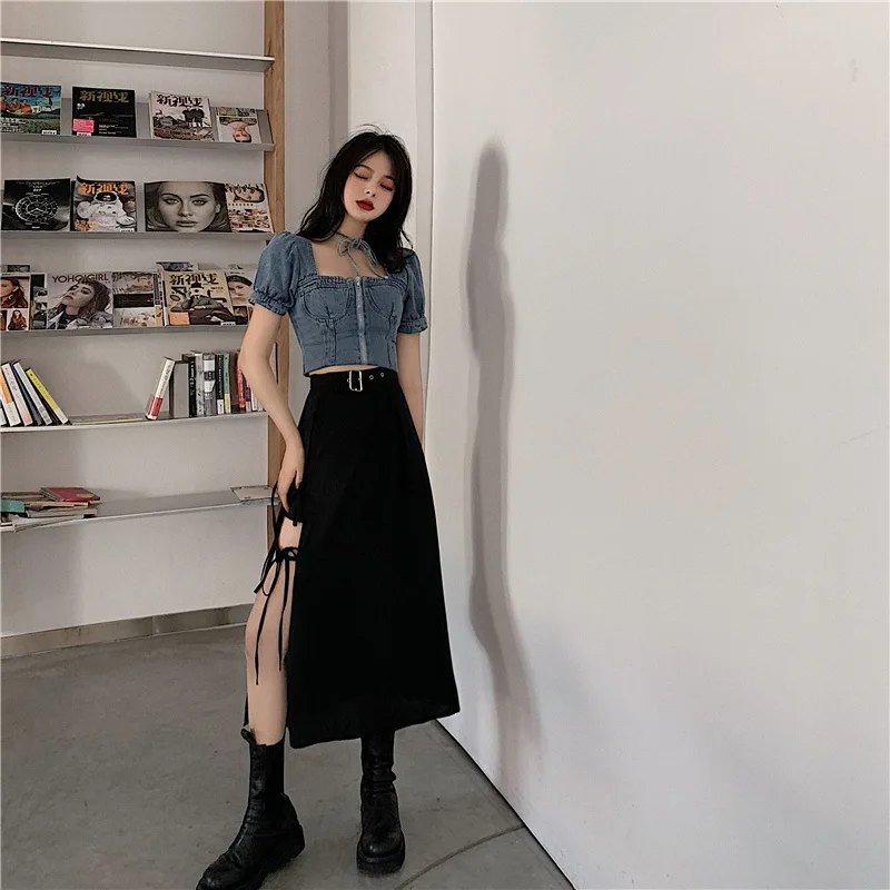Women Skirts Streetwear High Waist Side Slit Bow Retro Sexy Irregular Summer Elegant New Fashion Design A-Line Womens Solid Hot
Women Skirts Streetwear High Waist Side Slit Bow Retro Sexy Irregular Summer Elegant New Fashion Design A-Line Womens Solid Hot