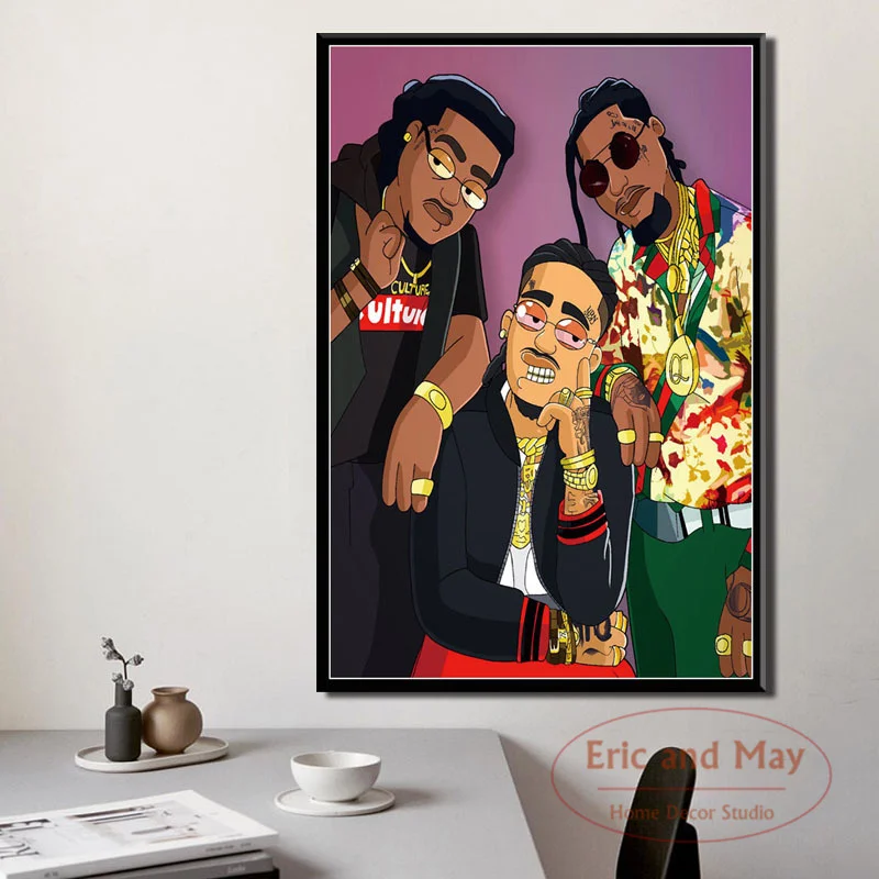 Ловушка Migos Rap Star хип-хоп, плакаты и принты, Картина на холсте, настенные картины для гостиной, украшение для дома Quadro
Ловушка Migos Rap Star хип-хоп, плакаты и принты, Картина на холсте, настенные картины для гостиной, украшение для дома Quadro