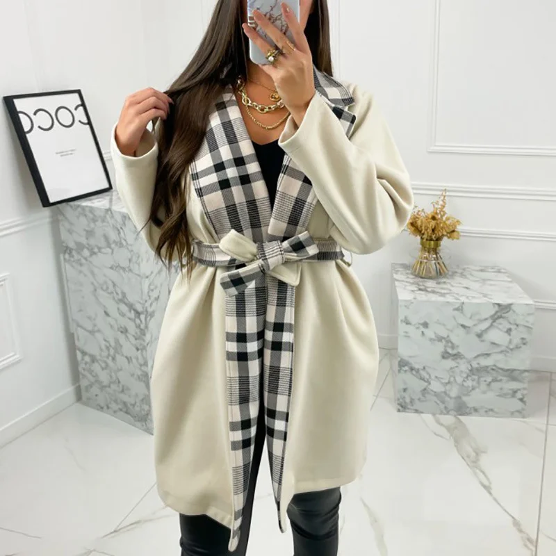 Women's 2022 Fall/Winter Loose Suit Collar Check Print Cardigan Jacket Fashion Office Women's Coat Belt Belt womens clothes
Women's 2022 Fall/Winter Loose Suit Collar Check Print Cardigan Jacket Fashion Office Women's Coat Belt Belt womens clothes