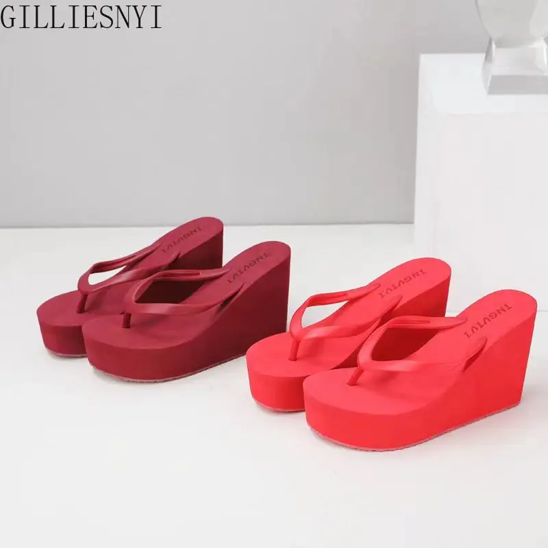 High-heeled Shoes Lady House Slippers Platform Slides Low on A Wedge Rubber Flip Flops Summer New Clogs Woman Candy Colors10CM
High-heeled Shoes Lady House Slippers Platform Slides Low on A Wedge Rubber Flip Flops Summer New Clogs Woman Candy Colors10CM