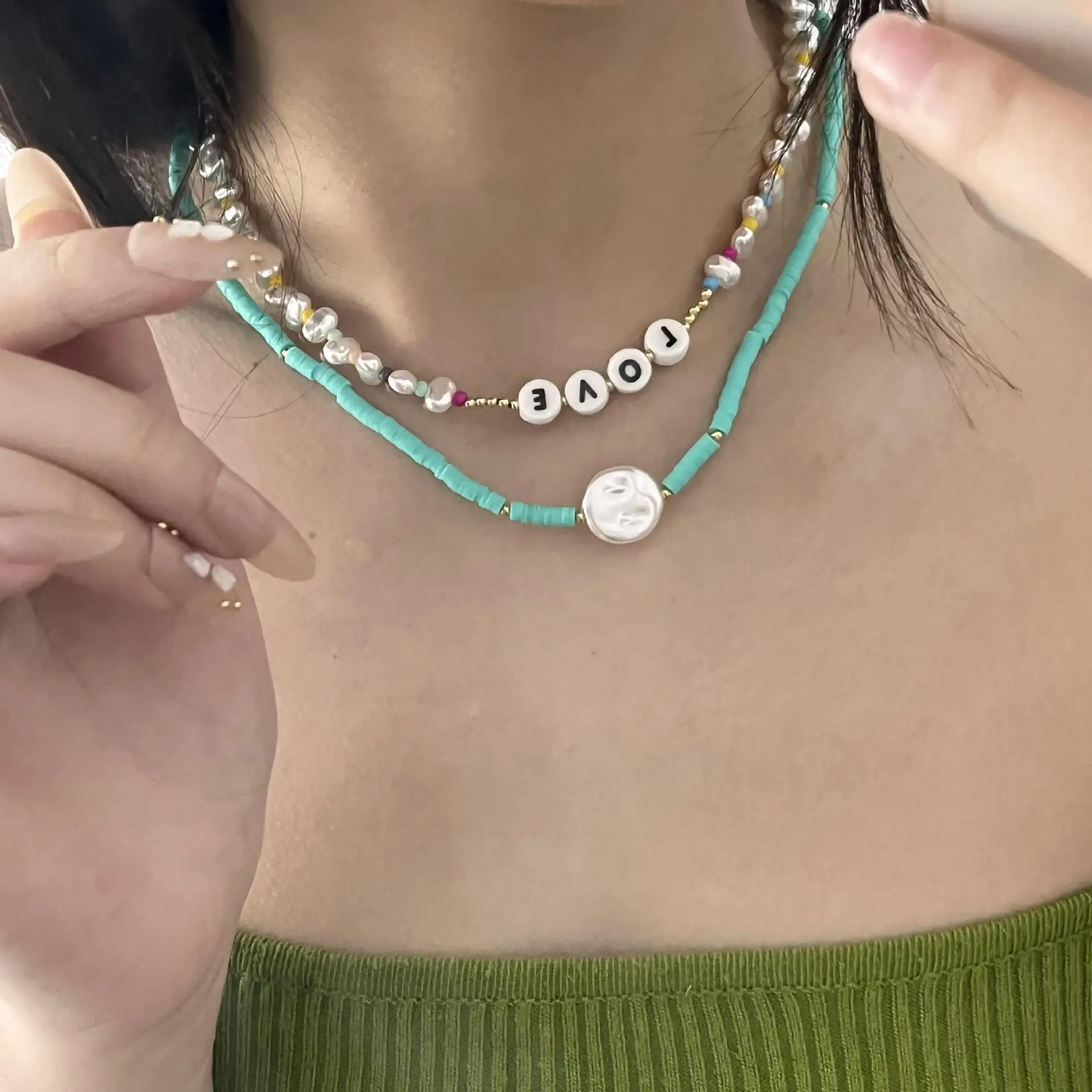 Hand-Made Colorful Beaded Necklace Spring And Summer Bloggers Wear Ins Wind Stacking Niche Design Freshwater Pearl Double Neck
Hand-Made Colorful Beaded Necklace Spring And Summer Bloggers Wear Ins Wind Stacking Niche Design Freshwater Pearl Double Neck
