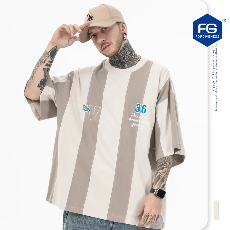 New Spring Summer 2023 Oversized Retro College Striped Jersey Logo Embroidered Loose Fitting Short Sleeved T-shirt
New Spring Summer 2023 Oversized Retro College Striped Jersey Logo Embroidered Loose Fitting Short Sleeved T-shirt