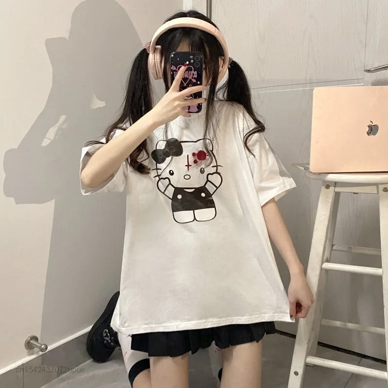 Sanrio Hello Kitty Printed Short Sleeve T Shirt Ladies Casual Streetwear Japanese Vintage White Top Clothing Women
Sanrio Hello Kitty Printed Short Sleeve T Shirt Ladies Casual Streetwear Japanese Vintage White Top Clothing Women