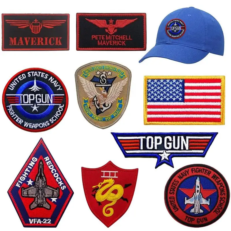 9 шт. нашивки TopGun с вышивкой, флаг США, флот, боец, оружие smaverick, пылесборники, повязка на руку, военный значок для одежды, сумки
9 шт. нашивки TopGun с вышивкой, флаг США, флот, боец, оружие smaverick, пылесборники, повязка на руку, военный значок для одежды, сумки