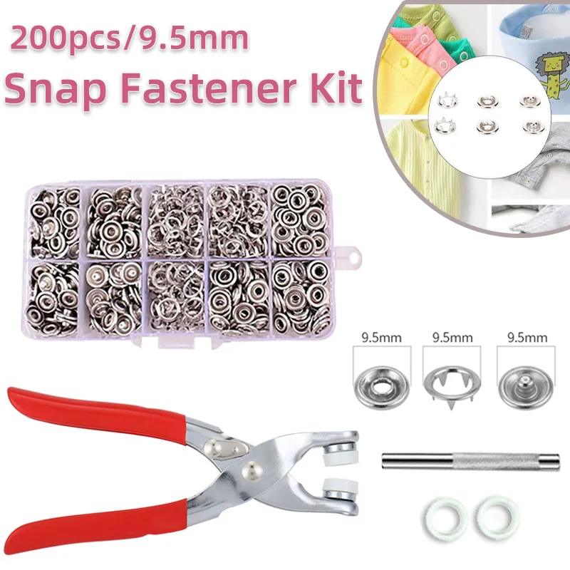 200 PCS 9.5mm Sewing Buttons Set Hand Pressure Pliers Tool Snap Fasteners Kit DIY Baby Clothing Sewing Accessories DIY
200 PCS 9.5mm Sewing Buttons Set Hand Pressure Pliers Tool Snap Fasteners Kit DIY Baby Clothing Sewing Accessories DIY