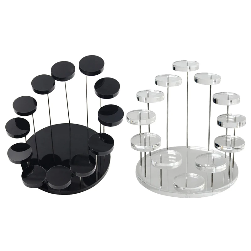 2Pcs Acrylic Ring Display Rack Earring Holder Pendant Gemstone Showcase Jewelry Display Stand - Black & Transparent
2Pcs Acrylic Ring Display Rack Earring Holder Pendant Gemstone Showcase Jewelry Display Stand - Black & Transparent