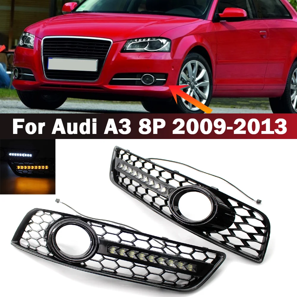 2PCS Honeycomb Mesh Style Car Front Fog Light Cover Honeycomb Grille with Daytime Running Lights For Audi A3 8P 2009-2013
2PCS Honeycomb Mesh Style Car Front Fog Light Cover Honeycomb Grille with Daytime Running Lights For Audi A3 8P 2009-2013