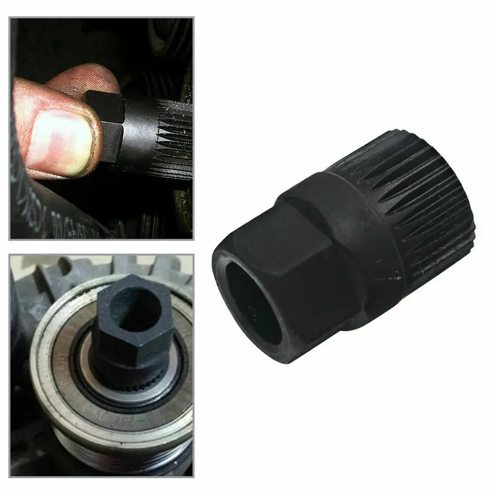 1x Pulley Removal Tools Alternator 33 Tooth Clutch Free Wheel For V-belt Pulley Metal Black Use With T50 TORX
1x Pulley Removal Tools Alternator 33 Tooth Clutch Free Wheel For V-belt Pulley Metal Black Use With T50 TORX