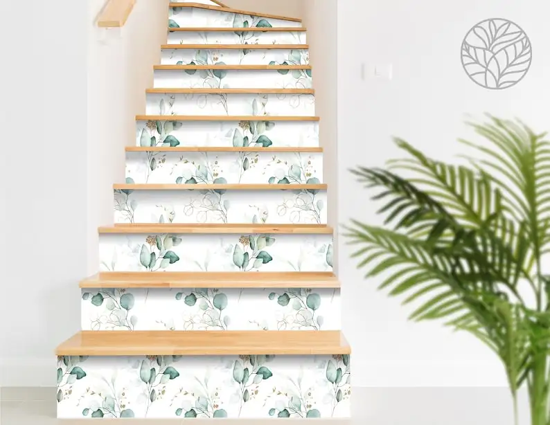 Pale Watercolor Plants #14 - Stair Riser Decals - 10 Strips - White, Green, Floral, Minimalist, Stairs Decor, Home and Living, P
Pale Watercolor Plants #14 - Stair Riser Decals - 10 Strips - White, Green, Floral, Minimalist, Stairs Decor, Home and Living, P