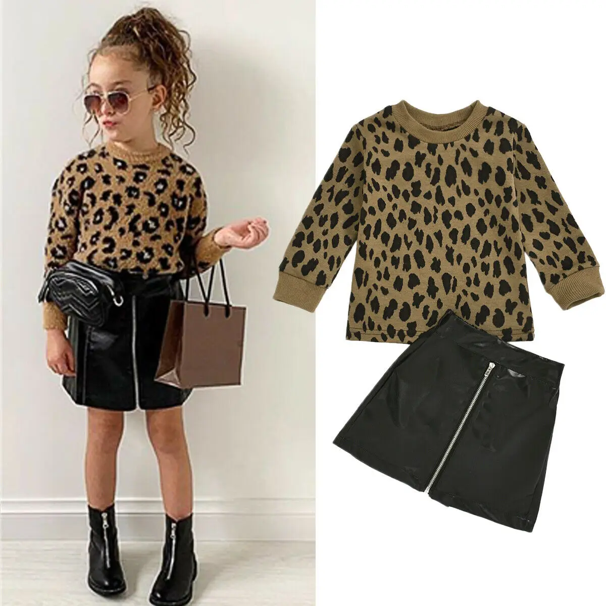 2PCS Toddler Kids Baby Girl Clothes Set 1-5Y Leopard Print Pullover Tops Sweater Leather Mini Skirts Outfit Party
2PCS Toddler Kids Baby Girl Clothes Set 1-5Y Leopard Print Pullover Tops Sweater Leather Mini Skirts Outfit Party