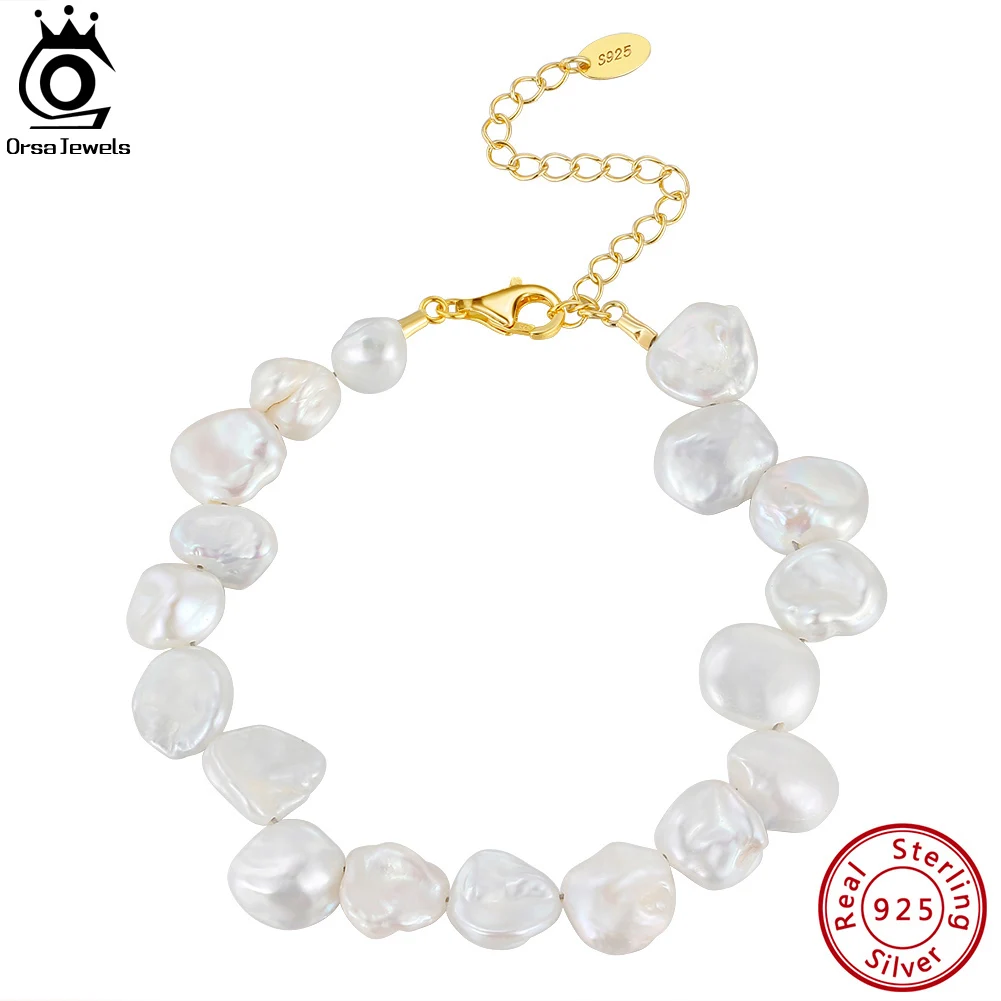 ORSA JEWELS 925 Sterling Silver 14k Gold Plated Handmade Irregular Real Natural Baroque Pearl Bracelet for Women Jewelry GPB03
ORSA JEWELS 925 Sterling Silver 14k Gold Plated Handmade Irregular Real Natural Baroque Pearl Bracelet for Women Jewelry GPB03