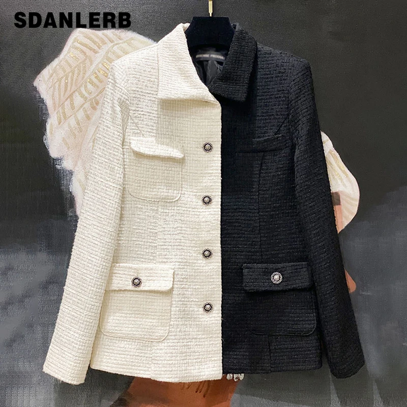 Fashion Black White Stitching Tweed Suit Coat Female 2021 Autumn and Winter New Colorblock Long Sleeve All-matching Jacket
Fashion Black White Stitching Tweed Suit Coat Female 2021 Autumn and Winter New Colorblock Long Sleeve All-matching Jacket