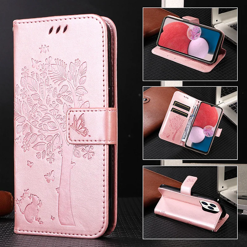 

Embossed Cat Wallet Case for Samsung Galaxy A13 A23 A33 A53 A73 A12 A22 A32 A52 A51 A30 A50 A21S A70 A10 PU Leather Flip Cover