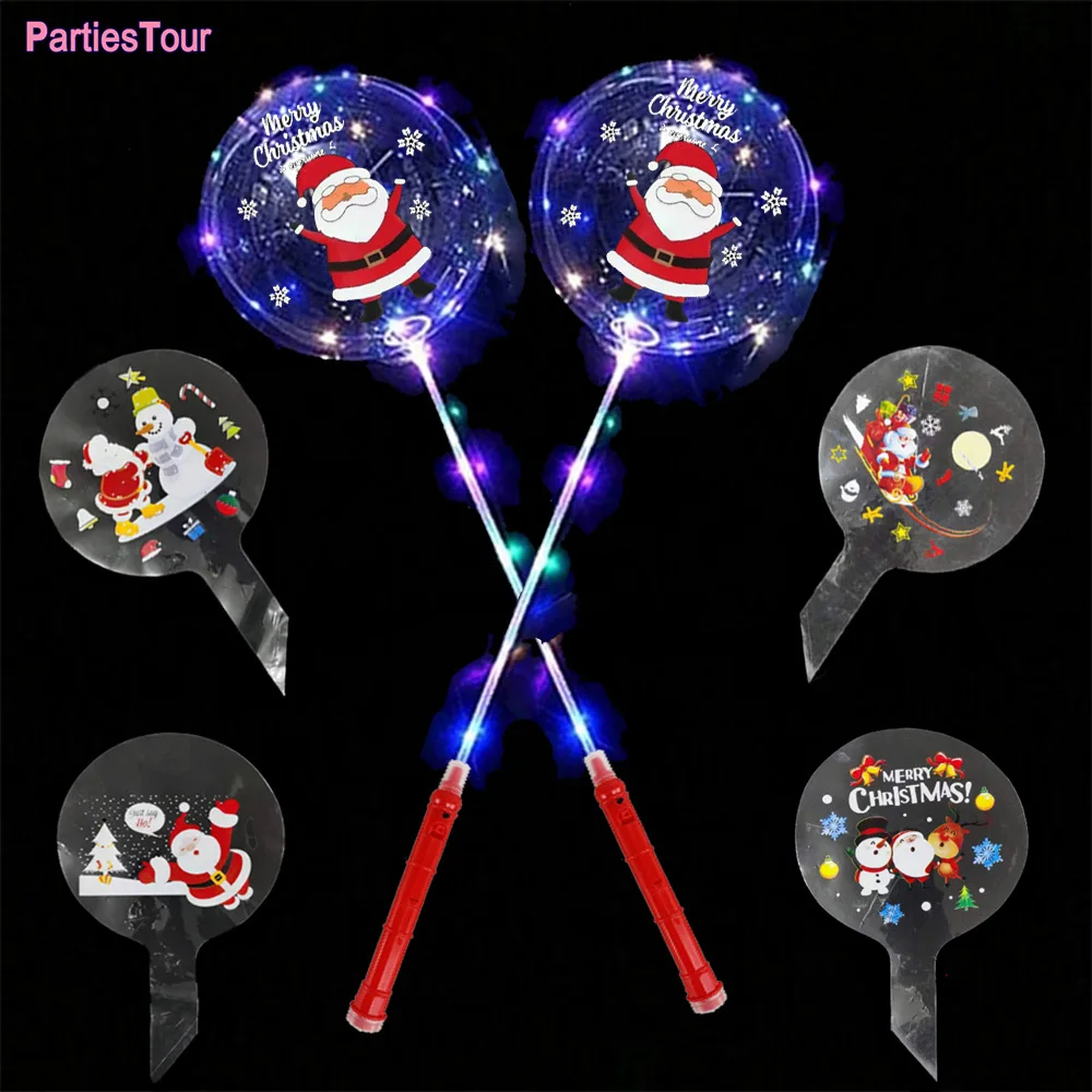 

1Set LED Light Up Bobo Balloons With Flashing Handles Christmas Birthday Party Decorations Xmas Ballons Kids New Year Toys Gifts