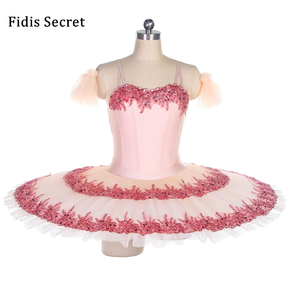 

Pale Pink Professional Pancake Ballet Tutu Dance Dress,Girls Ballerina Sugar Plum Fairy Doll Classical Performance Stage Costume