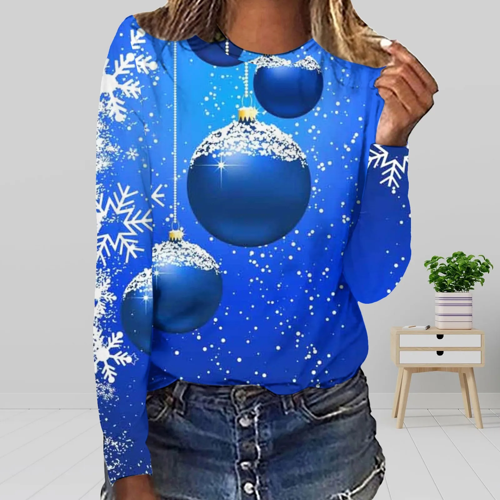 Women Christmas Round Neck 3D Digital Christmas Tree Fashion Womens T Shirt Shirts for Women Casual Long Sleeves Women Shirt
Women Christmas Round Neck 3D Digital Christmas Tree Fashion Womens T Shirt Shirts for Women Casual Long Sleeves Women Shirt