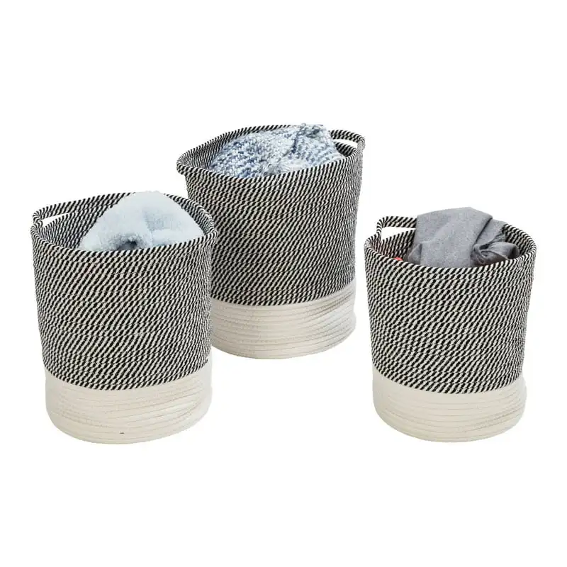 Lovely Two-Tone Set of 3 Cotton Rope Storage Baskets - Perfect for Home Organization, Gray and White
Lovely Two-Tone Set of 3 Cotton Rope Storage Baskets - Perfect for Home Organization, Gray and White