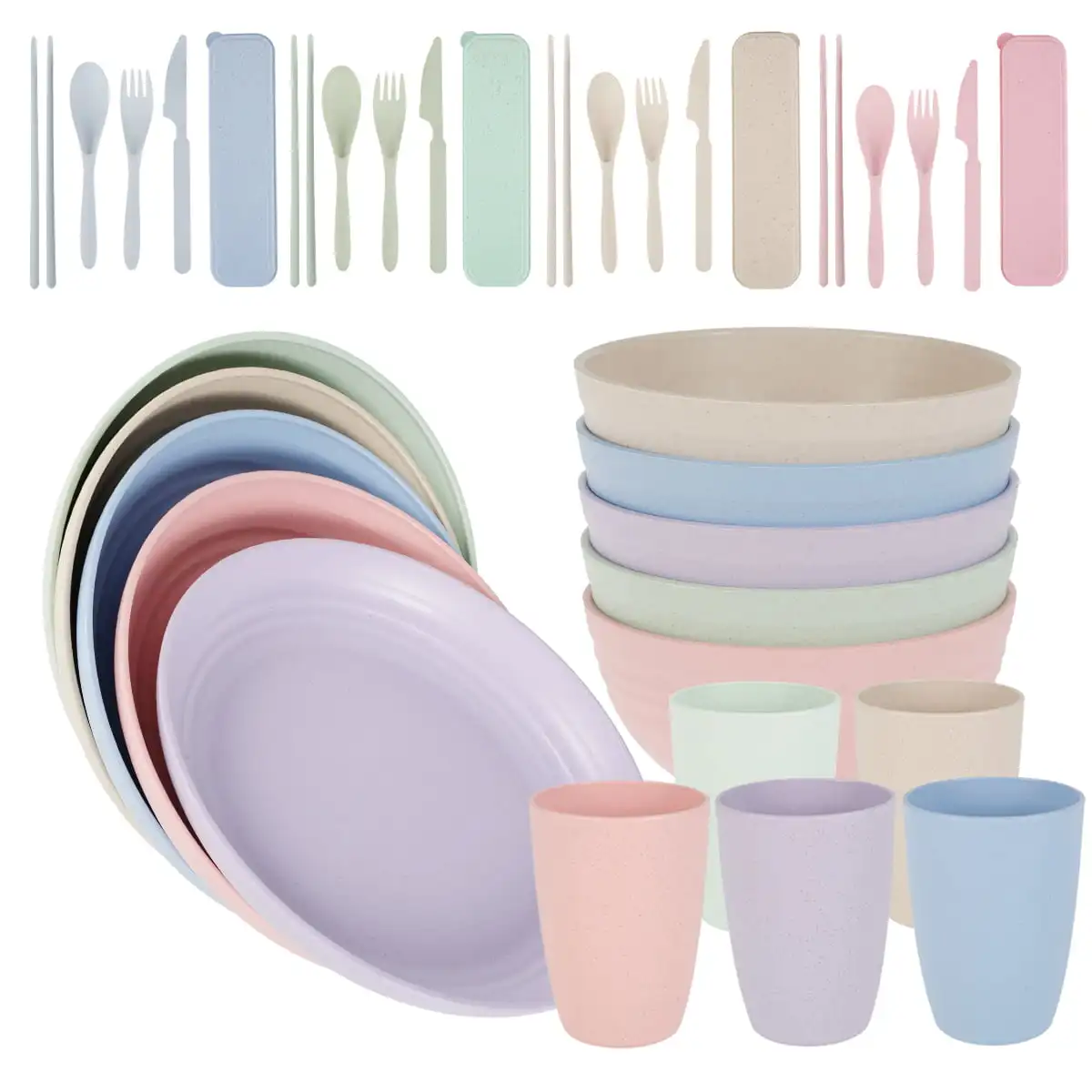 40 Pieces Unbreakable Dinner Sets for 5 Person Lightweight Dinnerware Set Dinner Plates Cups Bowls Cutlery Microwave & Dishwashe
40 Pieces Unbreakable Dinner Sets for 5 Person Lightweight Dinnerware Set Dinner Plates Cups Bowls Cutlery Microwave & Dishwashe
