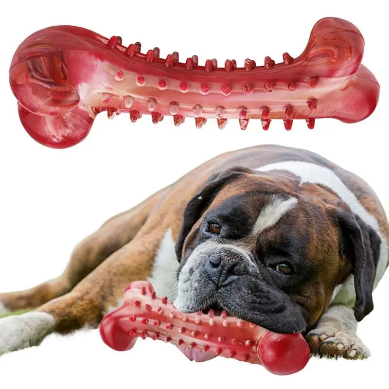 

Dog Chew Bone Teething Toy Pet Interactive Aggressive Bite-Resistant Natural Rubber Toy For Dog Grind Tooth Cleaning Material