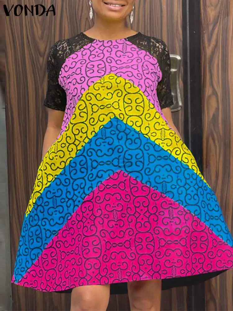 VONDA Summer Dress Women Sundress 2023 Short Sleeve Printed Patchwork Casual A-Line Vestido Pleated Robe Femme Oversized
VONDA Summer Dress Women Sundress 2023 Short Sleeve Printed Patchwork Casual A-Line Vestido Pleated Robe Femme Oversized
