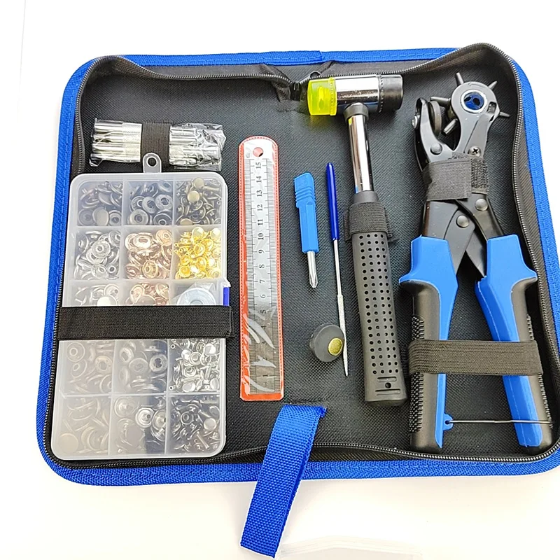 Hole Punch Plier Set Punch Hole Tool Kit with Punch Plier Ruler Grinding Rod Plastic Hammer340 sets of snap fasteners+rivets
Hole Punch Plier Set Punch Hole Tool Kit with Punch Plier Ruler Grinding Rod Plastic Hammer340 sets of snap fasteners+rivets