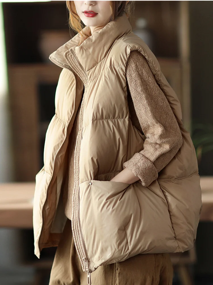 Autumn Winter Jackets Women 2023 Solid Stand Collar Vest Coats White Duck Down Jacket Padded Sleeveless Windproof Warm Waistcoat 
Autumn Winter Jackets Women 2023 Solid Stand Collar Vest Coats White Duck Down Jacket Padded Sleeveless Windproof Warm Waistcoat