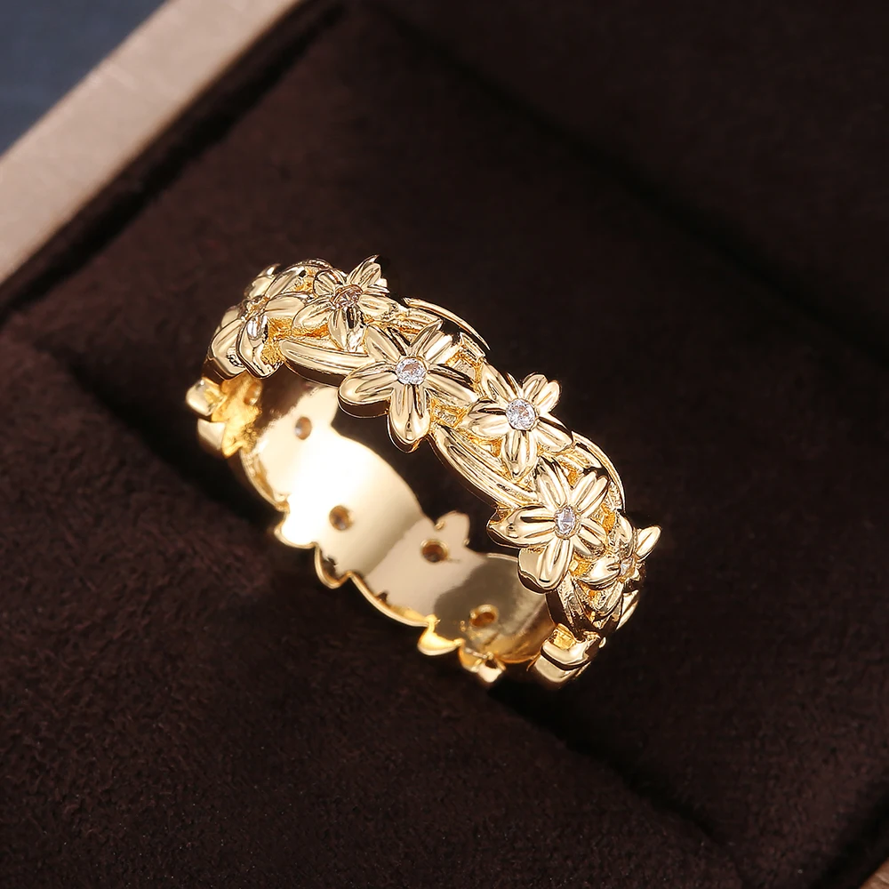 For Women Cute Gold Color Jewelry Trendy Rings Romantic Flower Wedding Bands Engagement Gift
For Women Cute Gold Color Jewelry Trendy Rings Romantic Flower Wedding Bands Engagement Gift