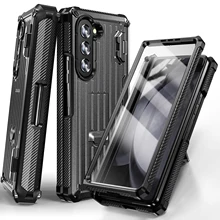 Shockproof Armor Case For Samsung Galaxy Z Fold5 Fold4 Fold3 Fold 5 4 3 Foldable Hinge Pen Holder Heavy Duty Cover with Bracket