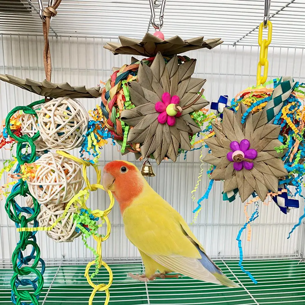 Parrot Hanging Chewing Toys with Natural Palm Leaf Rattan Ball Shred Foraging Toy for Small Medium Parrot Birds
Parrot Hanging Chewing Toys with Natural Palm Leaf Rattan Ball Shred Foraging Toy for Small Medium Parrot Birds