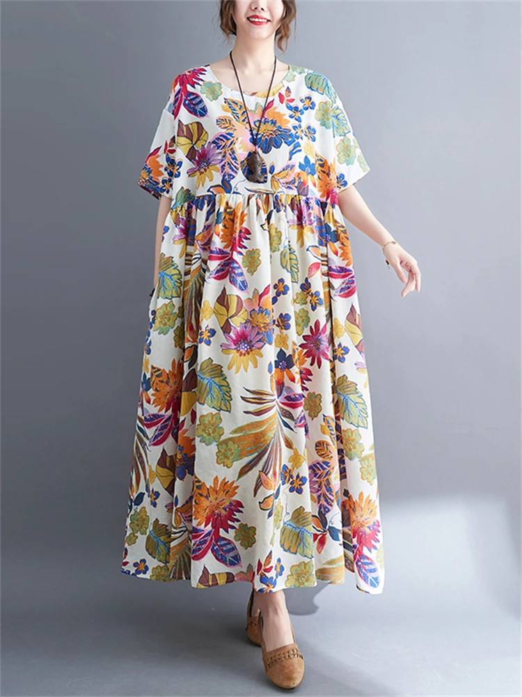 Cotton Vintage Floral Print Dresses For Women Summer 2022 New Short Sleeve Fashion Casual Long Dress Elegant Vestidos Robe Femme
Cotton Vintage Floral Print Dresses For Women Summer 2022 New Short Sleeve Fashion Casual Long Dress Elegant Vestidos Robe Femme