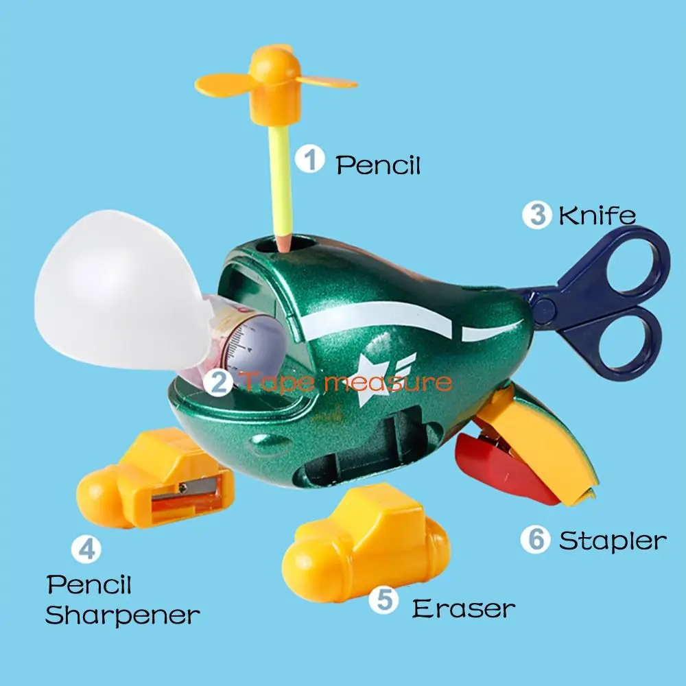 

Prize Stapler Ruler Pencil Sharpener Learning Tools Airplane Figurine Stationery Set 6 In 1 Model Plane