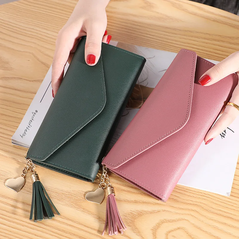 Ladies Long Heart-shaped Wallet Tassel Tri-fold Flap Clutch Simple Lychee Pattern Ladies Wallet
Ladies Long Heart-shaped Wallet Tassel Tri-fold Flap Clutch Simple Lychee Pattern Ladies Wallet