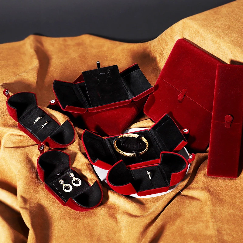 

Бархатная шкатулка для ювелирных украшений, двойной органайзер для сережек, колец, цепочек, подвесок, браслетов, Подарочная коробка для хранения, упаковочная коробка
