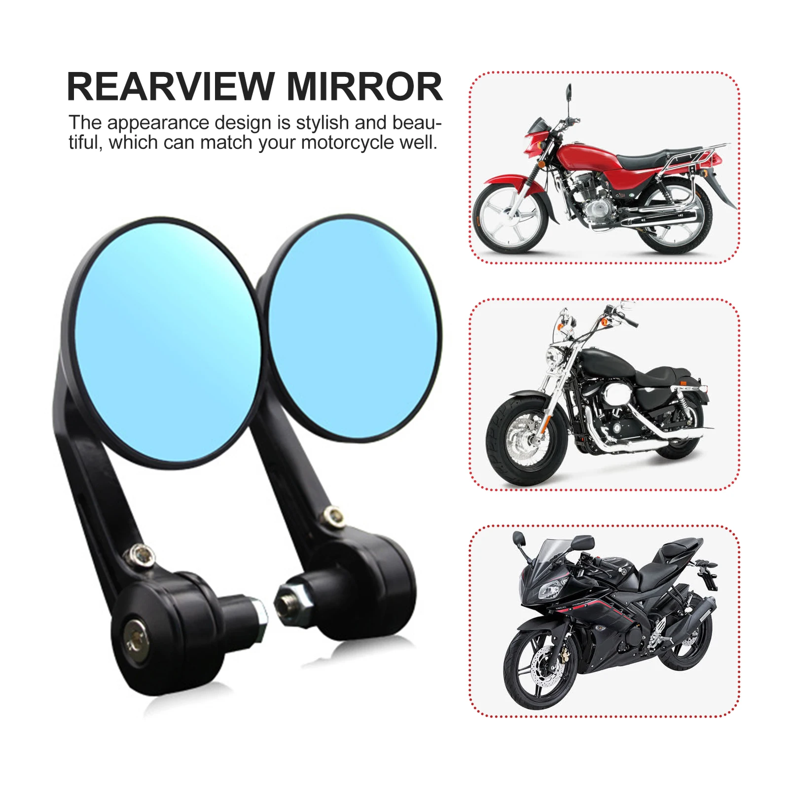 Round Auxiliary Rearview Mirror for Bike Motorcycle Handlebar Mount Adjustable 360 Rotation Riding Wide Angle Convex Mirror
Round Auxiliary Rearview Mirror for Bike Motorcycle Handlebar Mount Adjustable 360 Rotation Riding Wide Angle Convex Mirror