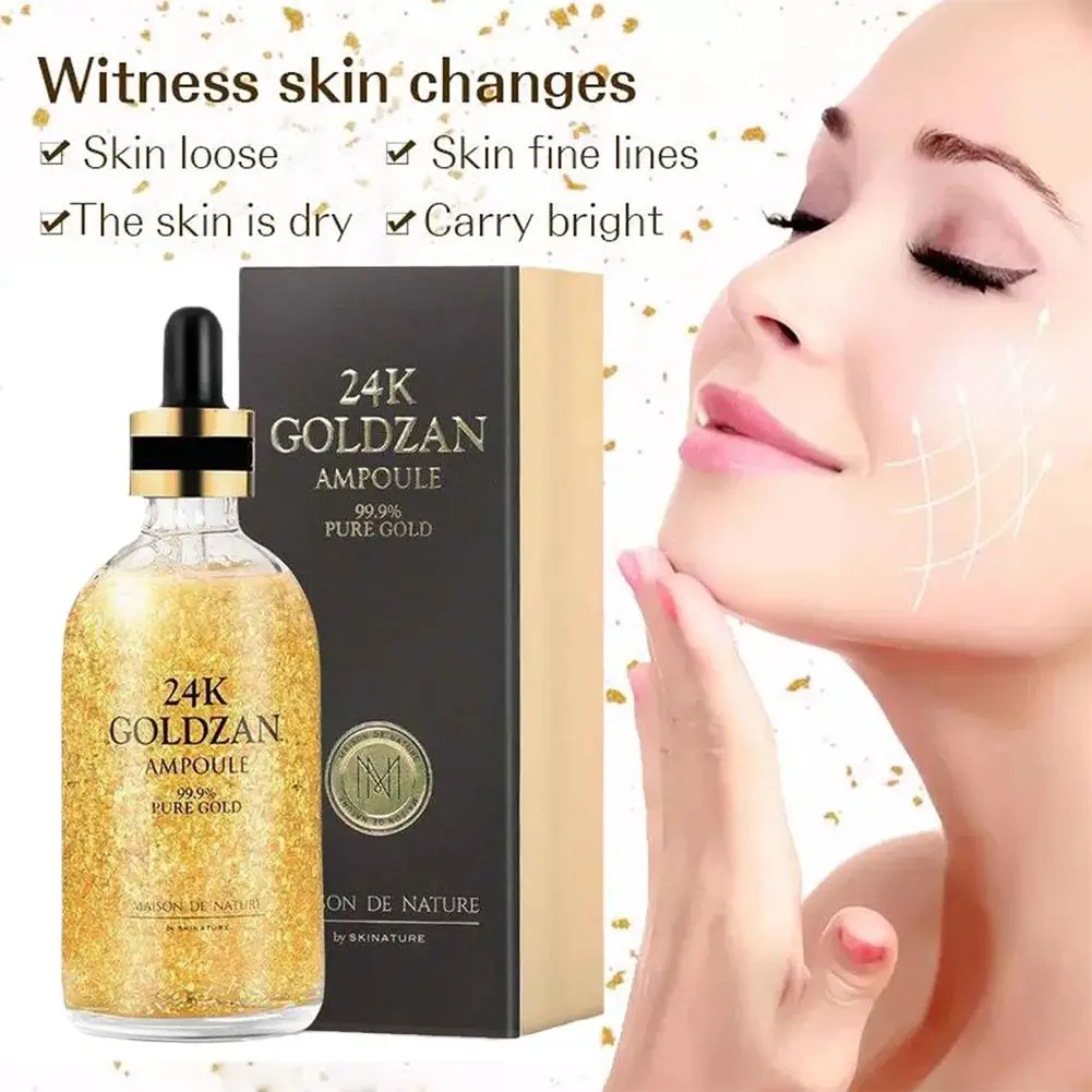 

24K Gold Hydrating Essence Moisturizing Anti-aging Serum Anti Wrinkle Shrinking Face Cream Solution Brightening Snail Pore P3B3