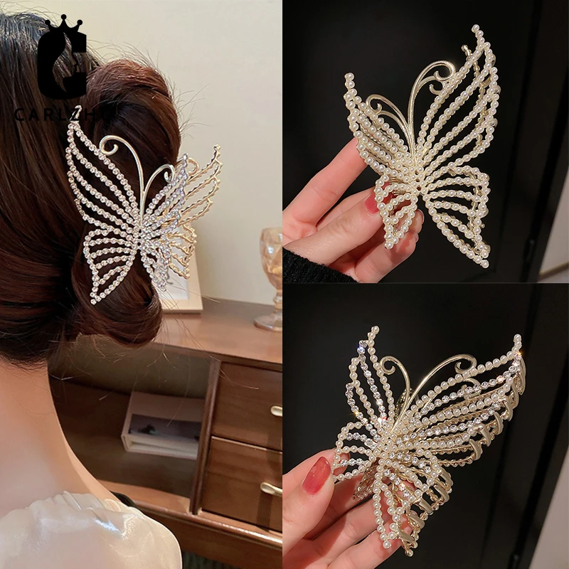 Luxury Retro Temperament Rhinestone Pearl Hollow Butterfly Hairpin Hair Claws Fashion Ponytail Shark Clip Hairwear Jewelry
Luxury Retro Temperament Rhinestone Pearl Hollow Butterfly Hairpin Hair Claws Fashion Ponytail Shark Clip Hairwear Jewelry