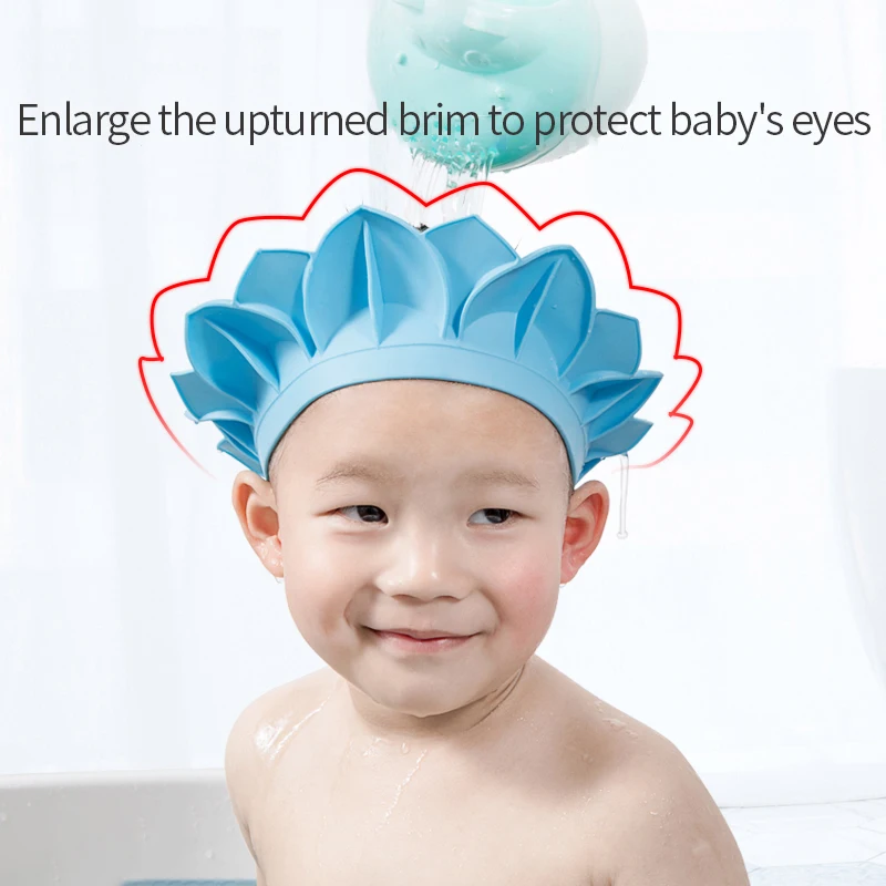 

Регулируемая Шапочка для детского шампуня, мультяшный защитный головной убор для мытья волос, безопасная детская шапка для купания и душа