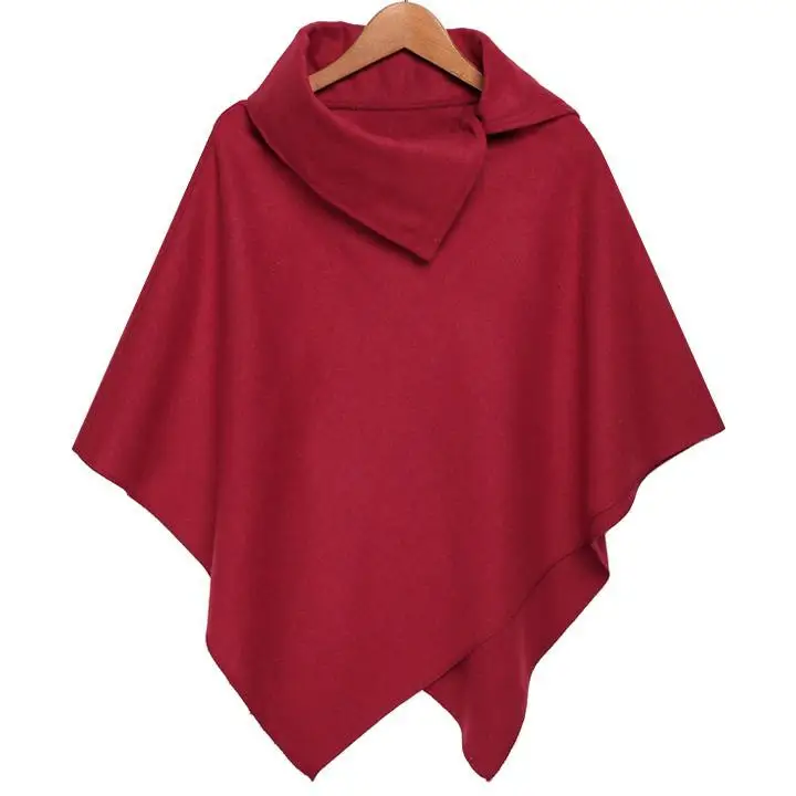 

Women Poncho Cape Asymmetric Hem Cloak Solid Color Leisure Wool Blend Outwear Female Streetwear Wholesale Dropshipping Clothing