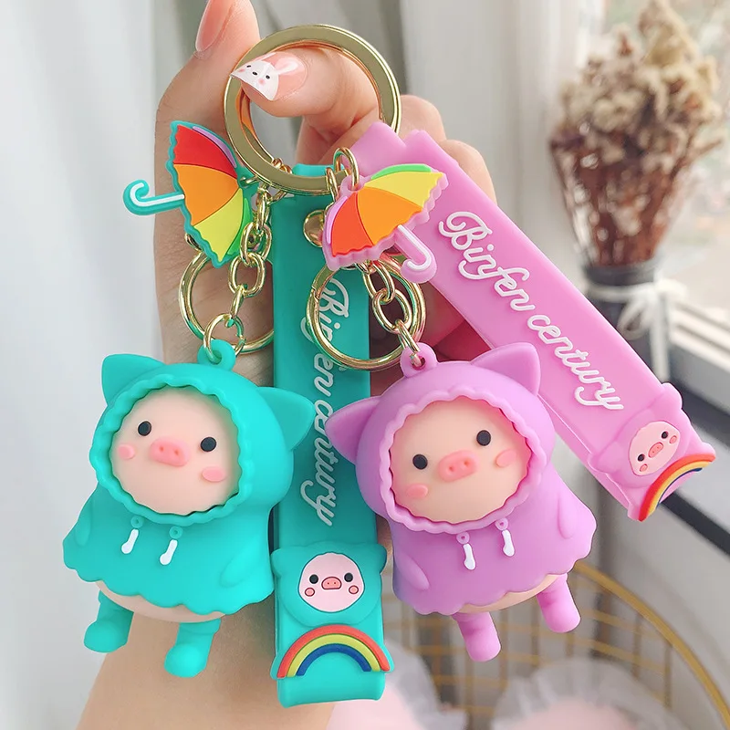 Raincoat Pig Cute Cartoon Fashion Keychain Umbrella Rainbow Couple Bag Pendant Doll Male Female Creative Accessories Keyring 
Raincoat Pig Cute Cartoon Fashion Keychain Umbrella Rainbow Couple Bag Pendant Doll Male Female Creative Accessories Keyring
